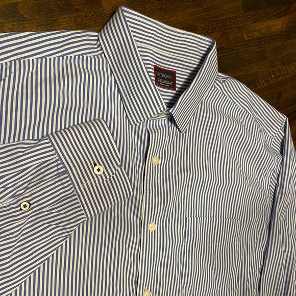 Untuckit Mens Shirt XXL Blue Striped  Long Sleeve Button Down Cotton Terzolo - Picture 1 of 10